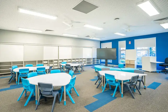 Spotless modern classroom and sanitised study area maintained by college cleaning Sydney professionals.